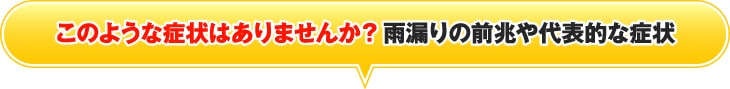 このような症状はありませんか？雨漏りの前兆や代表的な症状